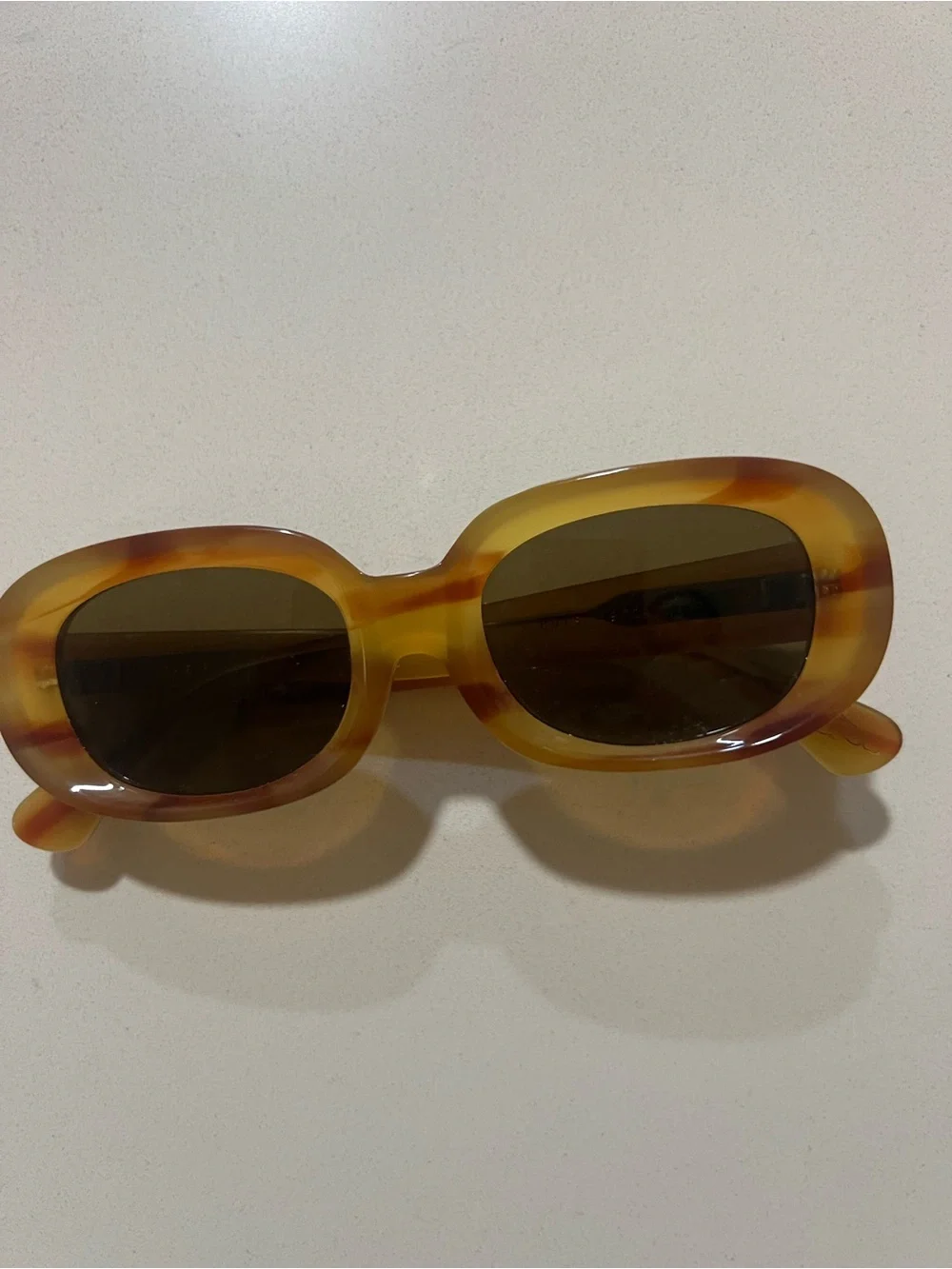 Crap Eyewear Tortoiseshell Oval Sunglasses with Brown & Cream Case